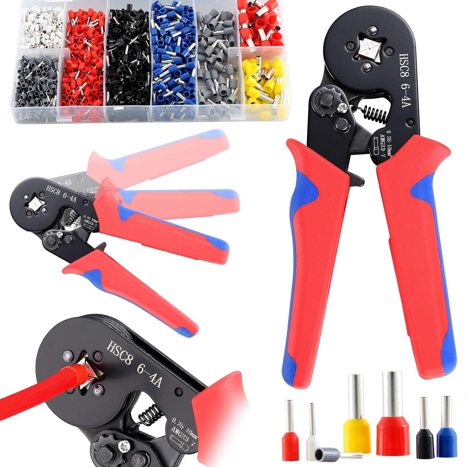 Pinza Crimpatrice HSC8 6-4A Con 1200 Terminali - Per Cavi 0,25-10mm² (AWG 24-8), Crimpatura Automatica - Foto 7