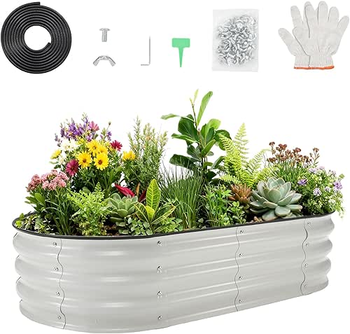 6x3x1Ft Oval Galvanized Garden Beds,Large Outside Galvanized Raised Bed for