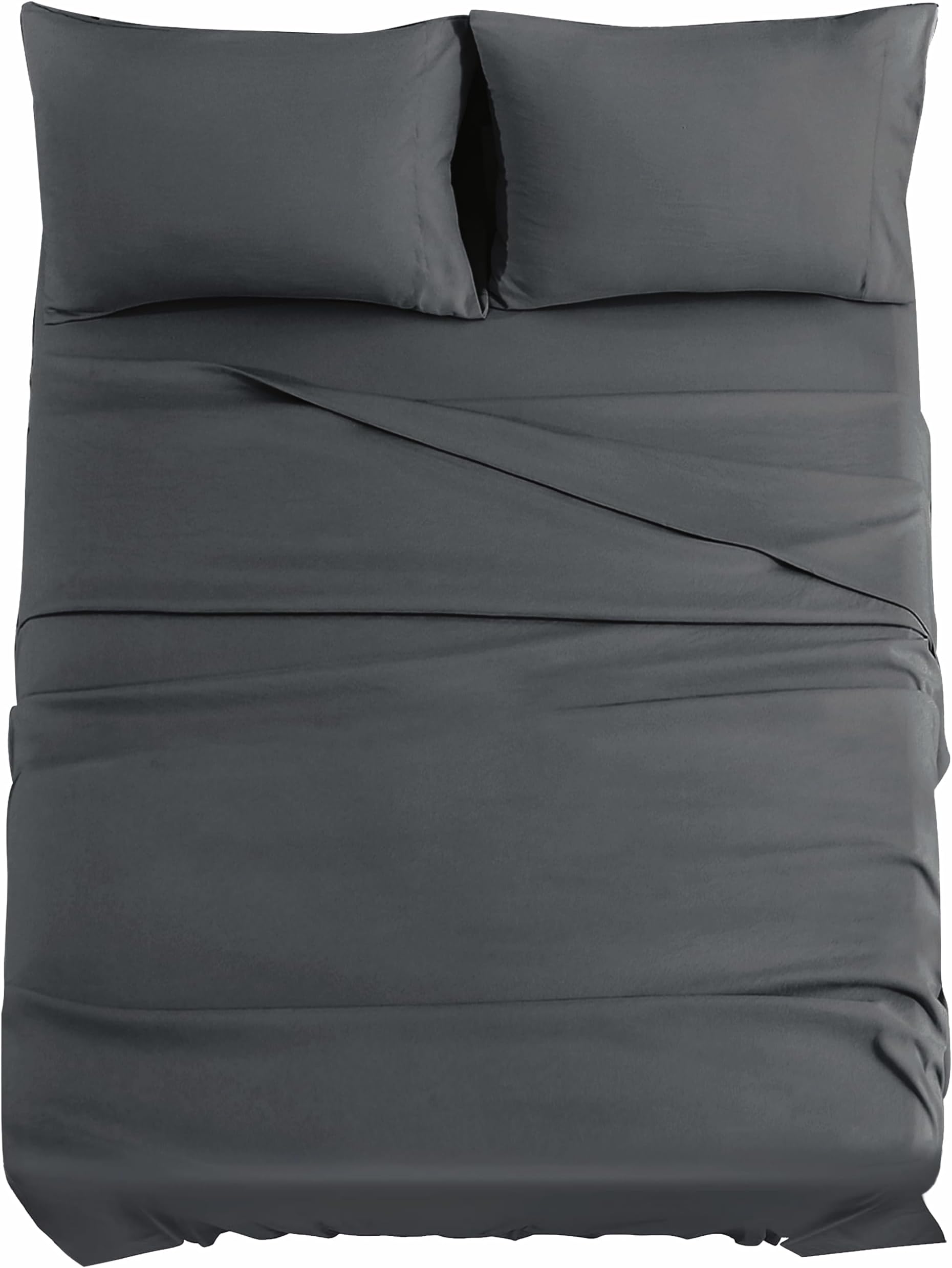 JOLLYVOGUE Dark Grey Queen Sheets Set, 4 Piece Collection Bedding Sheets & Pillowcases, Cooling Sheets with 14 inch Deep Pocket Queen Sheets, Comfy Breathable Fitted for Home & Hotel(Queen Gray)