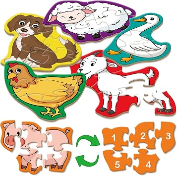Broytain 9 Packs Farm Animal Puzzles for Kids Aged 3+,Shaped Puzzles for Beginners,3 Year Old Montessori Toys,Educational Activity for Toddlers,Preschool Learning Game for Boys Girls