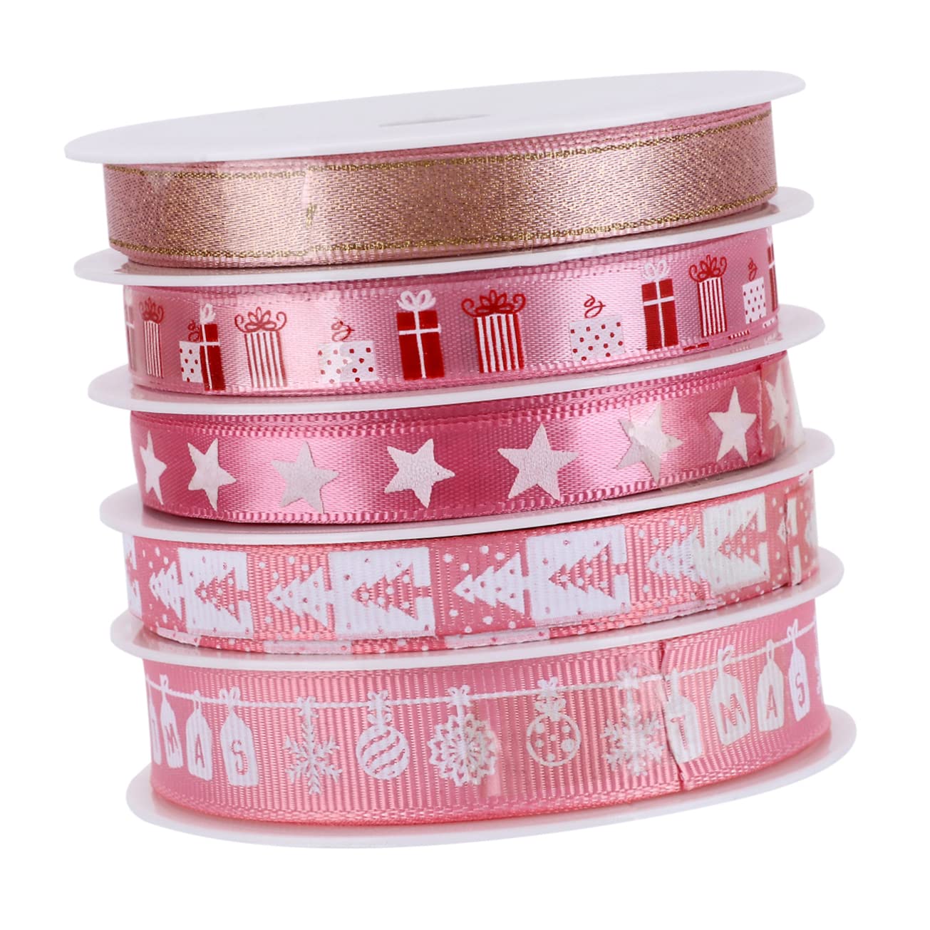 Lurrose Geschenkband Pink 15 Rollen Ornamentband Weihnachtsband Weihnachtsband Urlaubsband Diy Bastelband Weihnachten Drahtband Stoff Bastelbänder Dekoband Dekoband Stoff Rosa