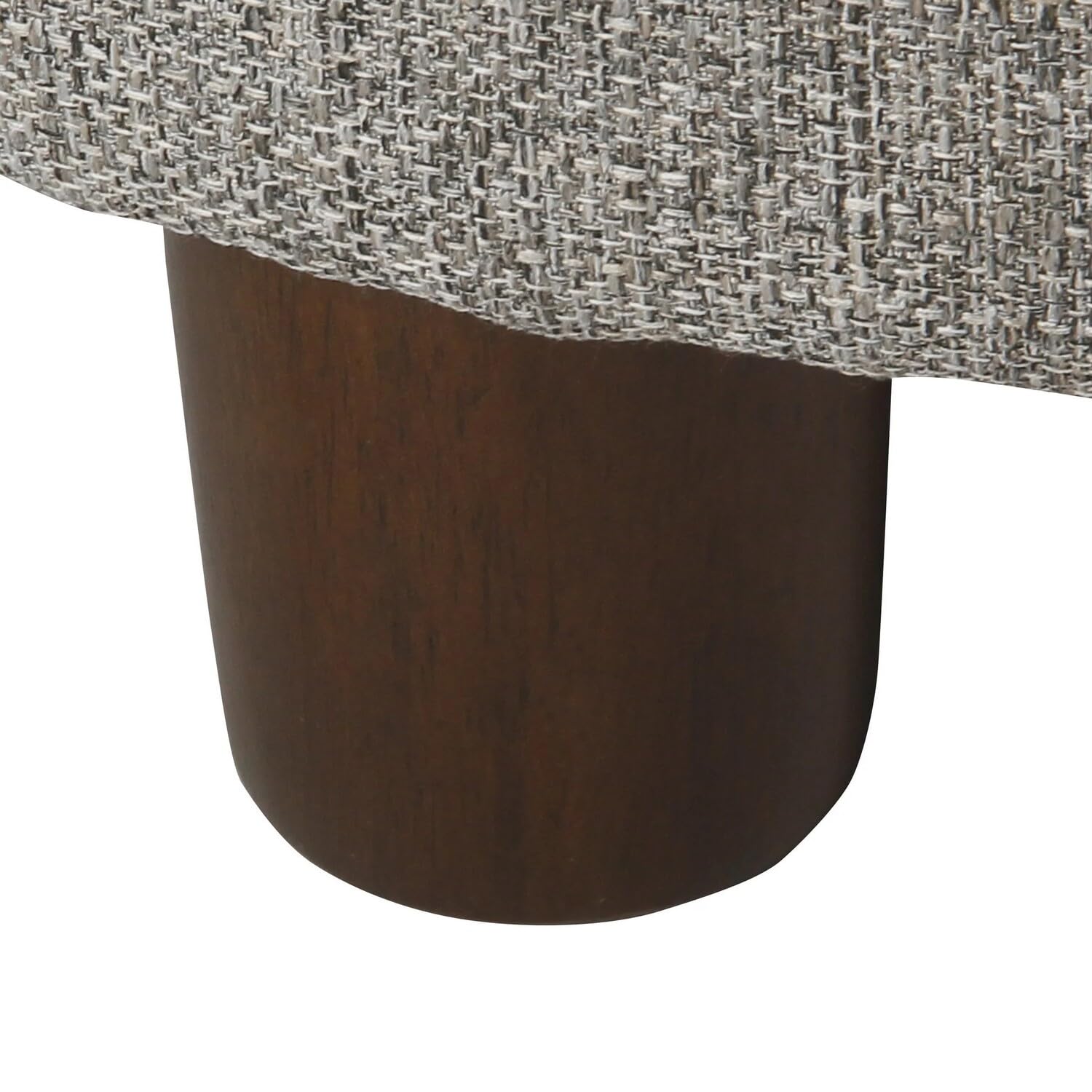 Benjara Round Wooden Ottoman with Lift Off Lid Storage, Gray and Brown