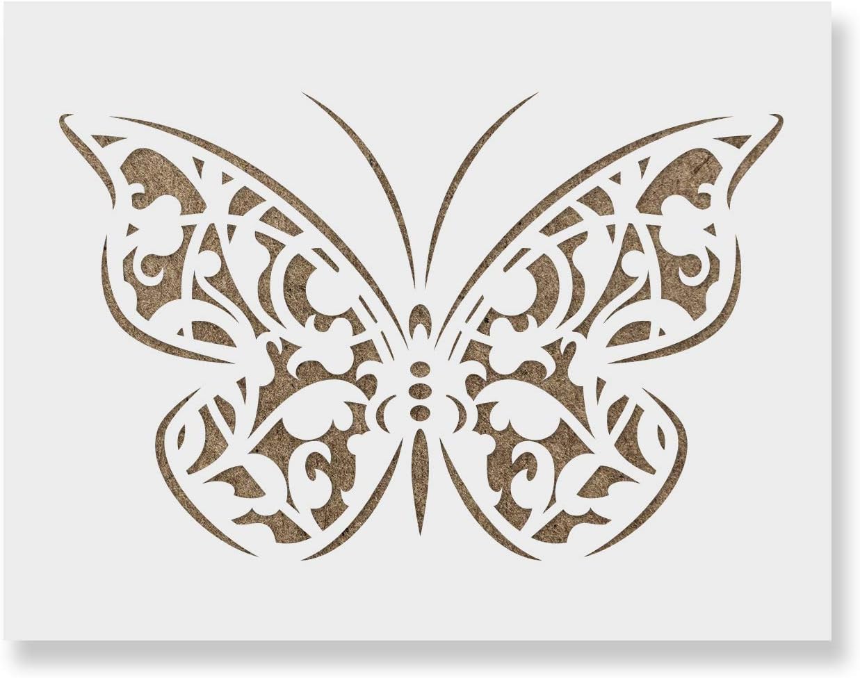 蝶 ゴシック ステンシルテンプレート 壁や工芸用 再利用可能ステンシル
