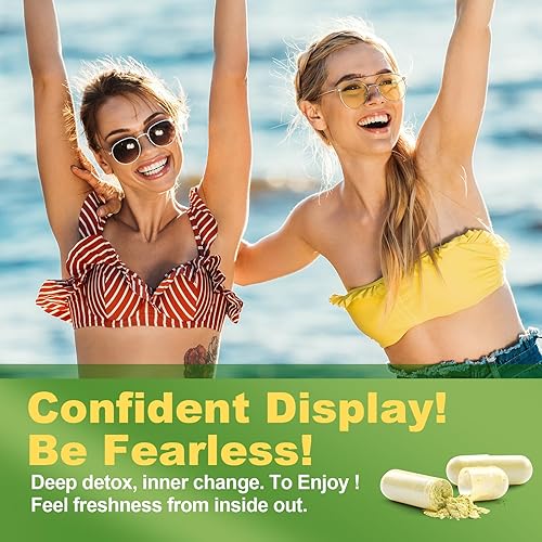 Miniatura 7 de Totaria Paquete de 2 suplementos desodorantes corporales de clorofila con probióticos y prebióticos, magnesio, zinc, L-glutamina, suplementos