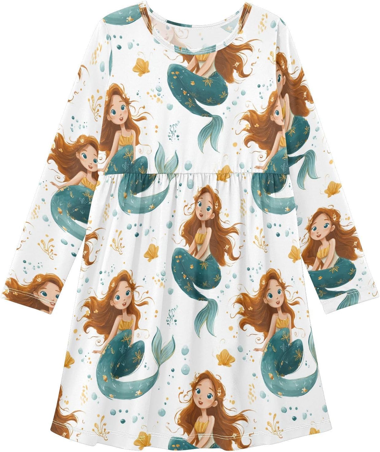 Girl long sleeve ocean mermaid dress for toddler casual outfits