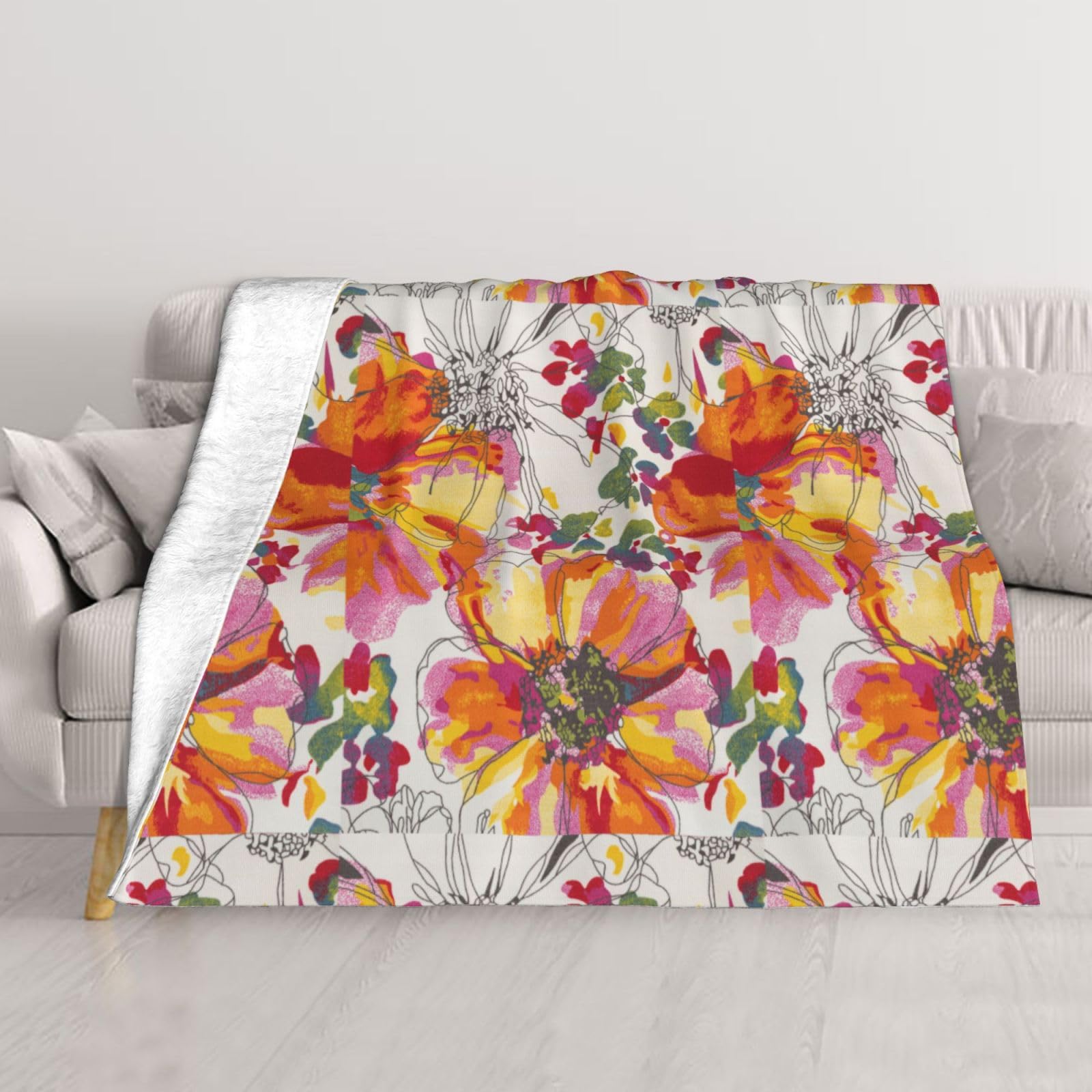 Couverture pelucheuse réversible en micropolaire douce de qualité supérieure pour lit et canapé