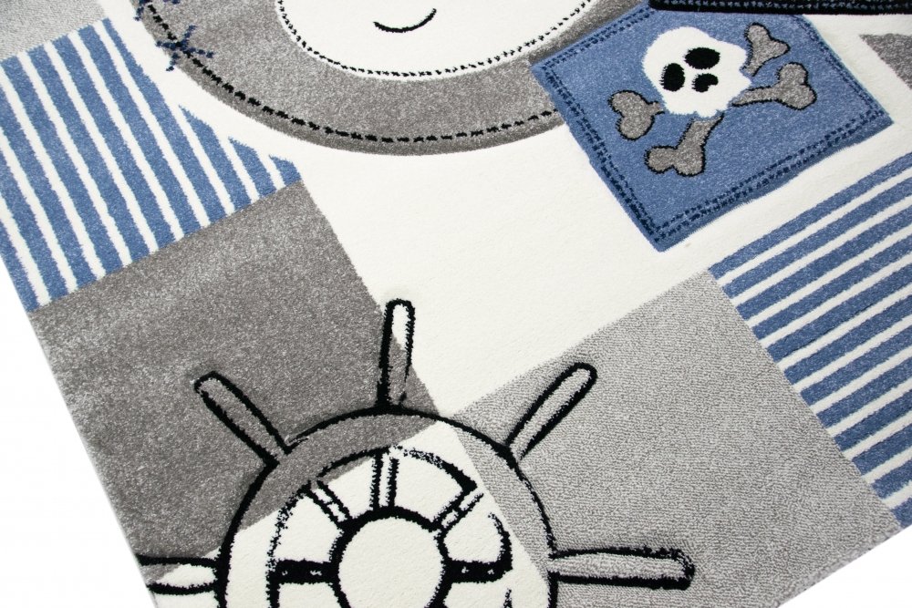 Kinderteppich Spielteppich Teppich Kinderzimmer Babyteppich Pirat Affe in Blau Größe 140x200 cm