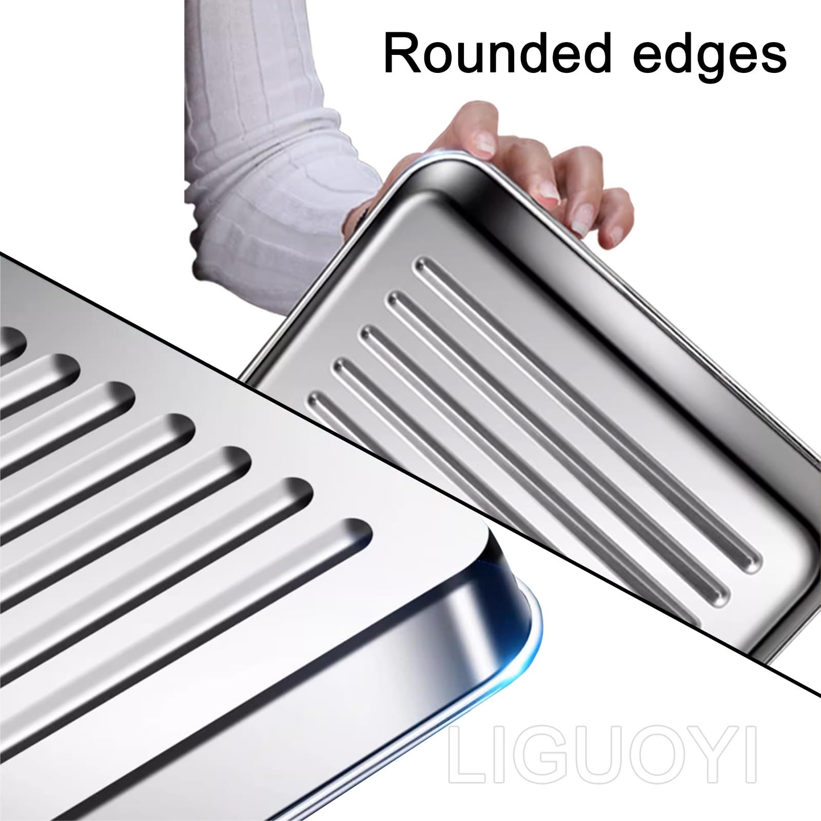 Bandeja Rectangular de Acero Inoxidable para Horno. Bandeja Resistente con Rejilla para Enfriar. Bandeja de Cocina Antiadherente de Metal Resistente a la deformación con Clip (410