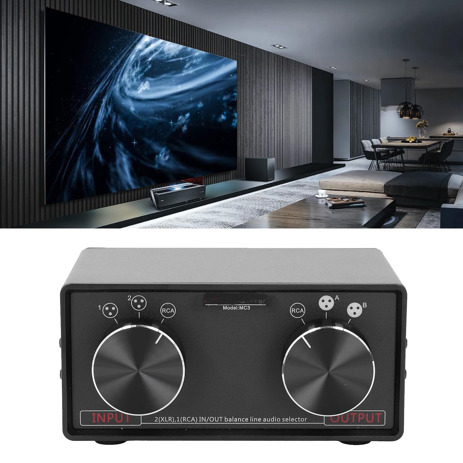 Convertidor XLR estéreo de 3 entradas y 3 salidas, conmutador de audio balanceado a no balanceado, puertos chapados en oro, reducción de ruido, alta fidelidad para estudios