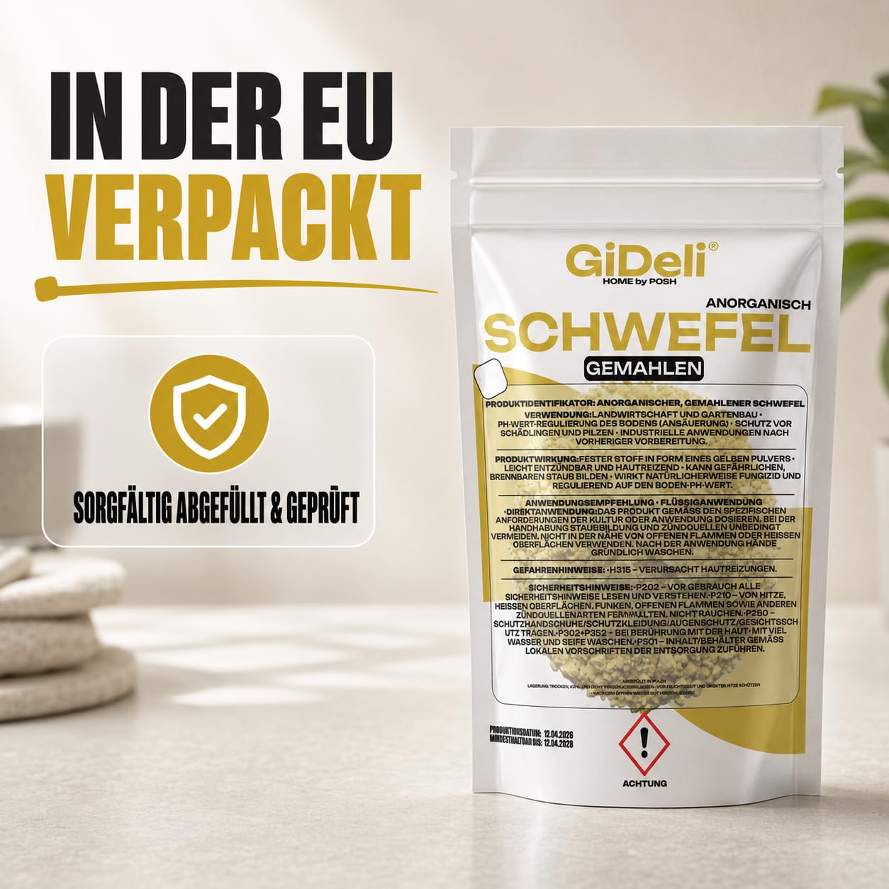 GiDeli Schwefelpulver 3 x 5 kg - Schwefel Dünger zum Ansäuern