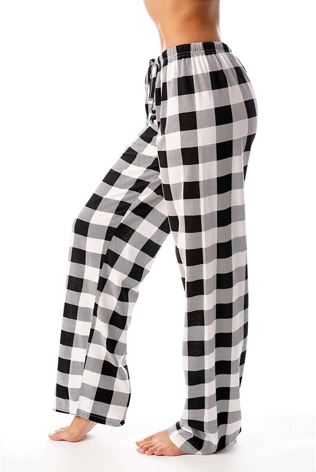Women's Pajamas Pants Plaid Stretch Casual Loose Comfy Pants Sleep Bottom Lounge Cute Pajama Sleepwear