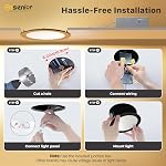 Ensenior 6 Pack 6 Inch LED Recessed Light, Dimmable, 2700K-5000K 5CCT, 1200LM High Brightness, 12W 120V, Damp Rated, Ultra-Thin Canless Wafer Light, Black - ETL & FCC & IC