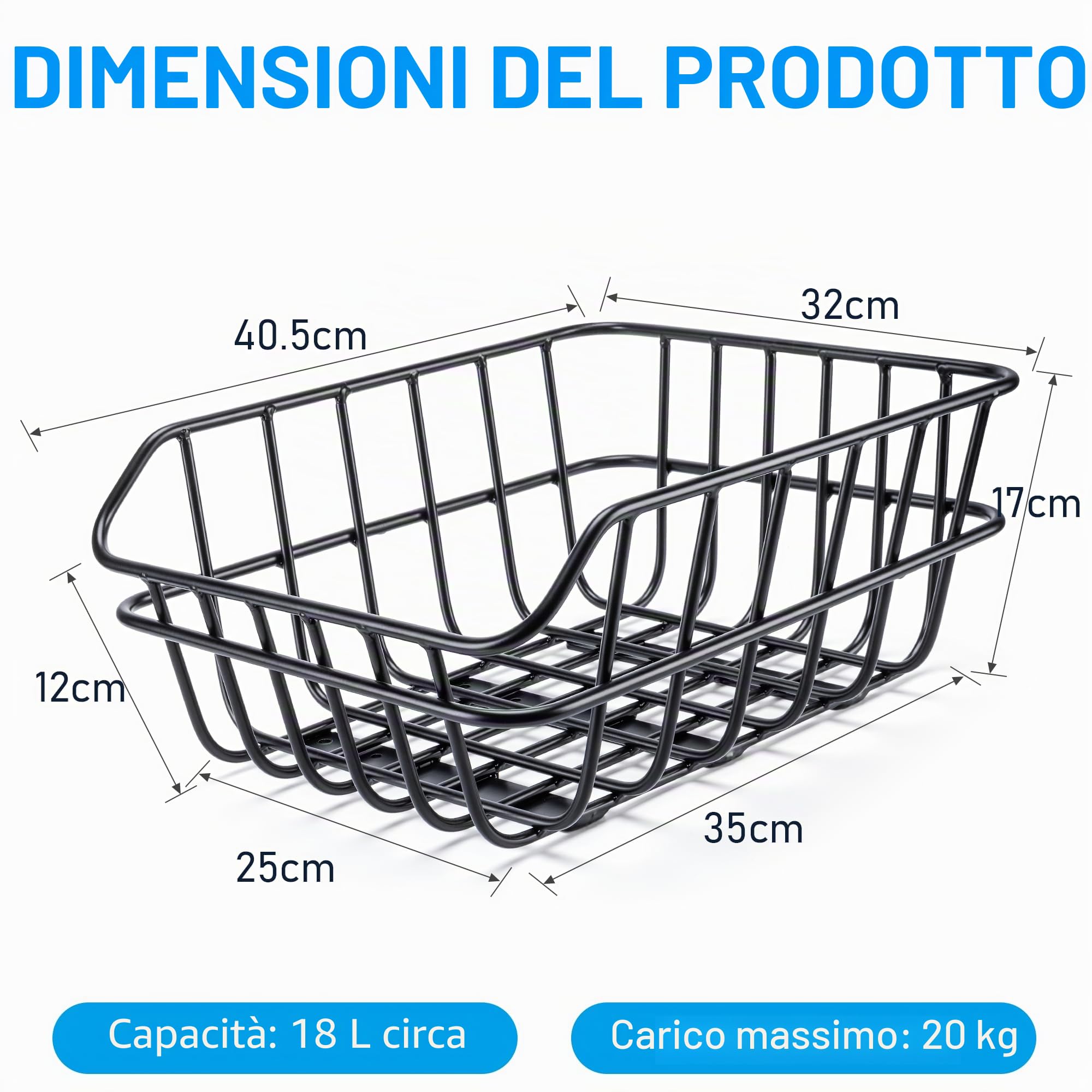 Cestino per bicicletta grande posteriore per portapacchi,Cestino per bicicletta con rete e copertura,Nero