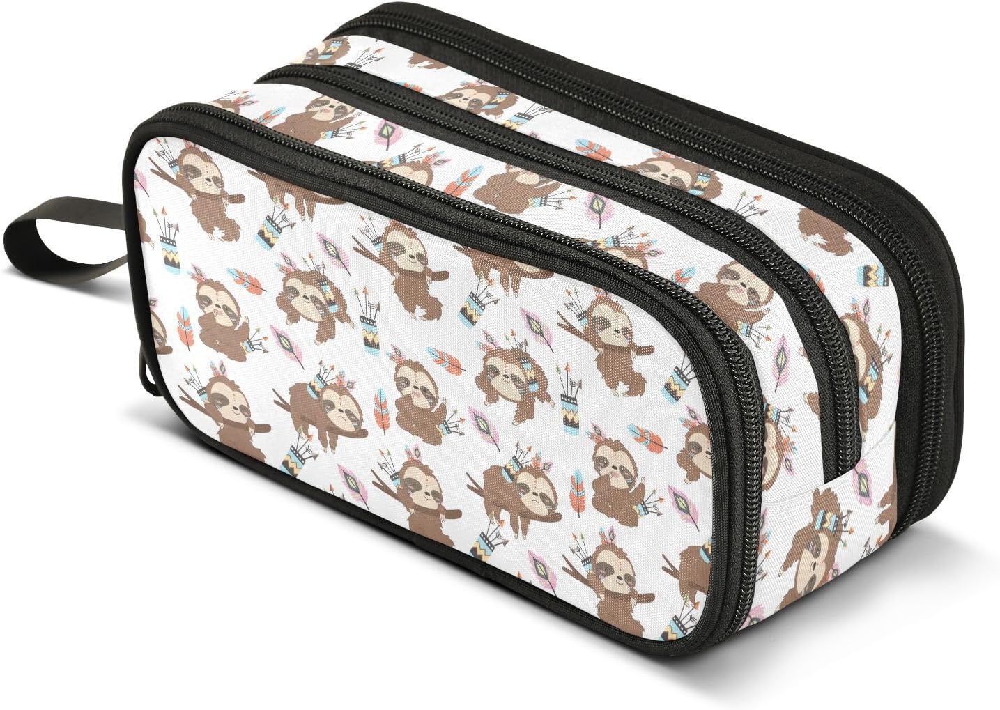ZAZYXTJ Golf Ball Large Capacity Pencil Case 3 Compartment Pen Pouch Storage Canvas Makeup Bag for School Office Teen Girl Boy Men Women