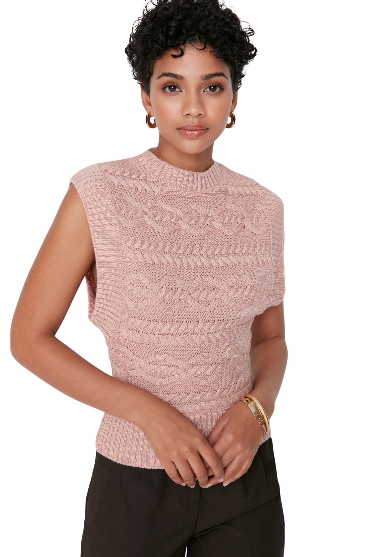 Trendyol Women Regular Basic Crew Neck Knitwear Sweater Pink