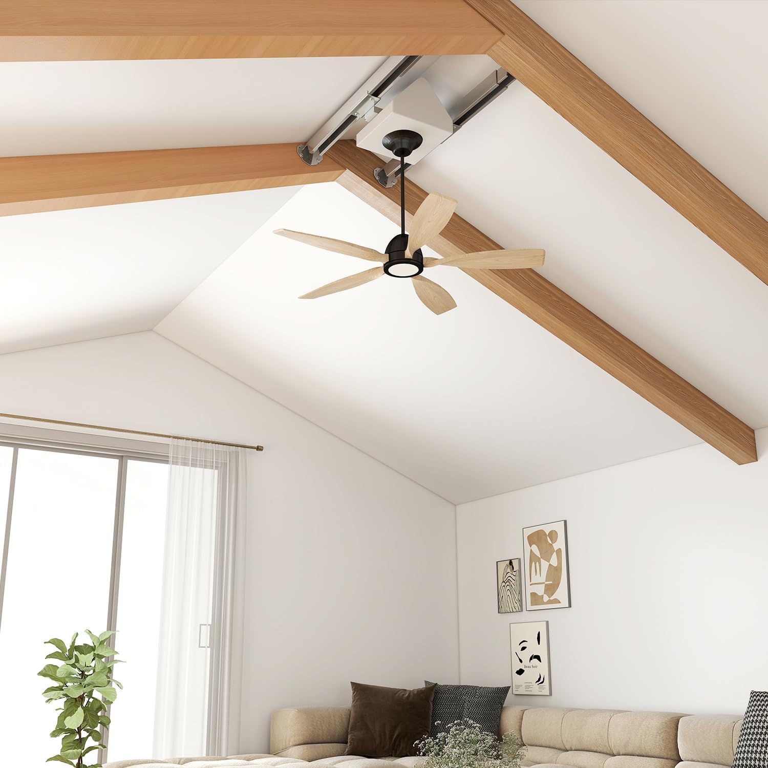 tonchean 14.5 Cubic-inches Ceiling Fan Box, 1-Pack Adjustable Fan and Light Fixture Mounting Bracket Ceiling Fan Box Suitable for Multi Ceiling Angles of 80°or Up - White