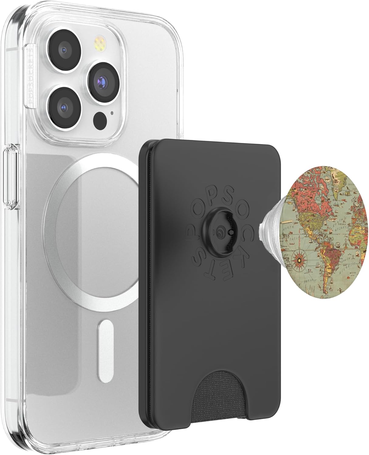 Vintage Travel World Map Design Travel Globe Background PopSockets PopWallet for MagSafe