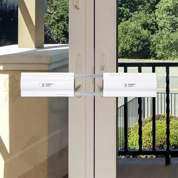 French Patio Door Security Lock for Straight Double Hinged Swing Door Levers, Only Works with 2 Horizontal Handles, No Key Required