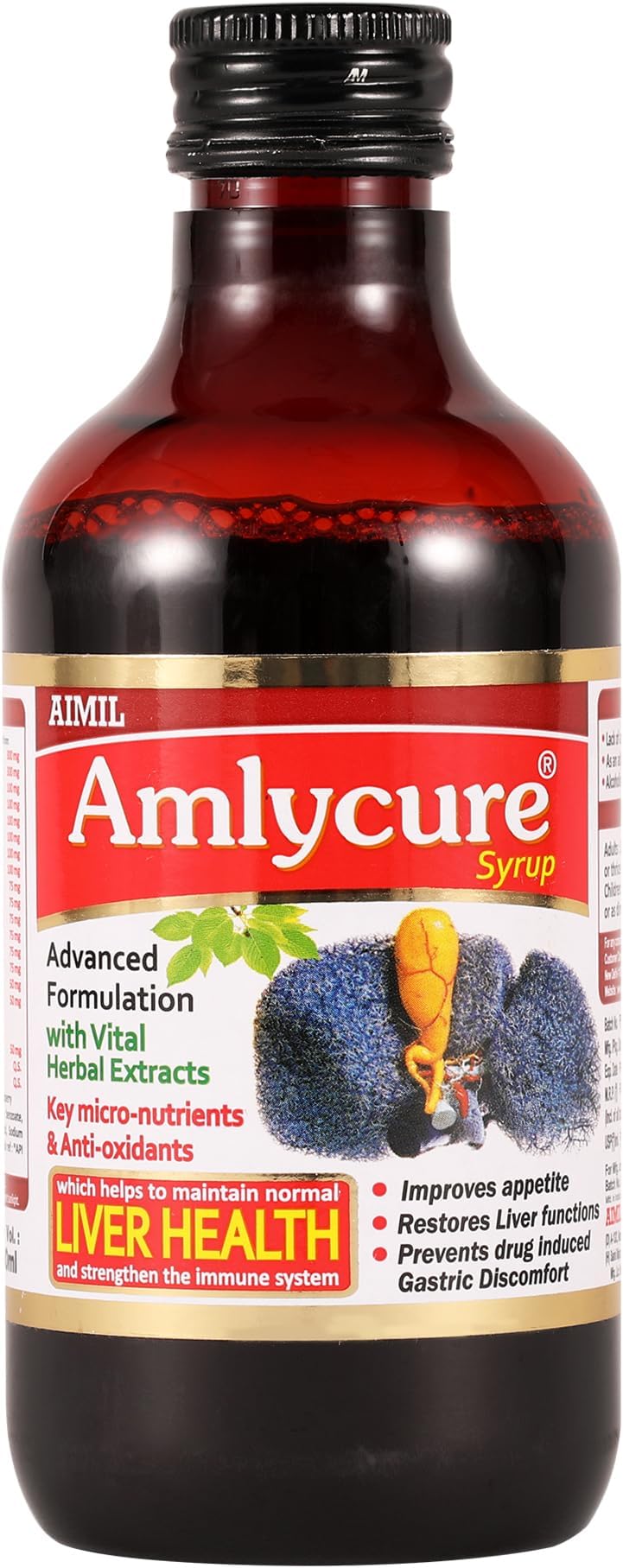 AIMIL Amlycure Syrup - 200ml | Ayurvedic Syrup for Liver Health, Improves Digestion & Better Appetite | Natural Liver Herbal Tonic | Ideal for Children