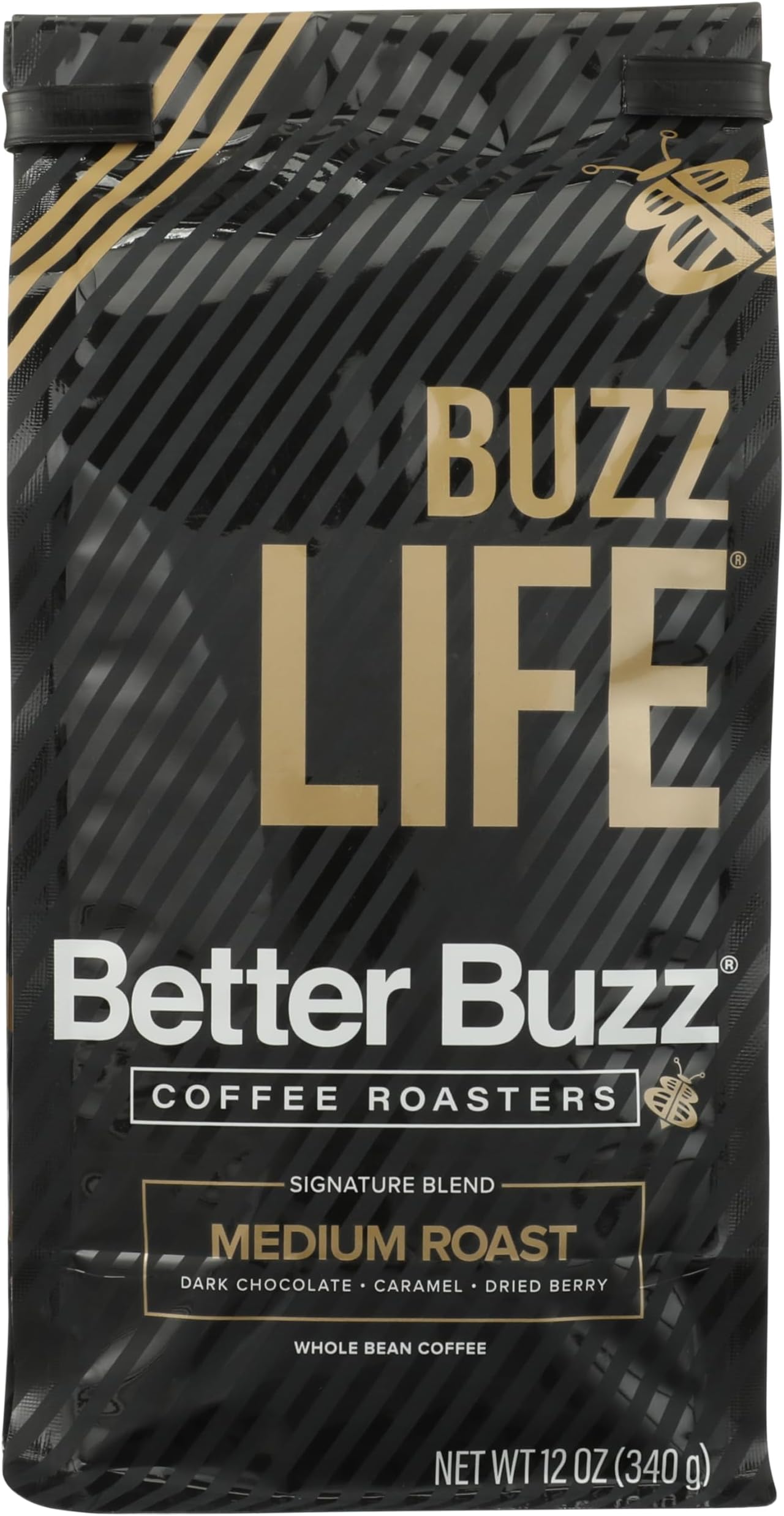 Better Buzz Life Blend (Buzz Life) Whole Bean Coffee Medium Roast, 12 Ounce (Pack of 1), Small Batch Roasted Arabica Coffee Beans, Dark Chocolate Notes