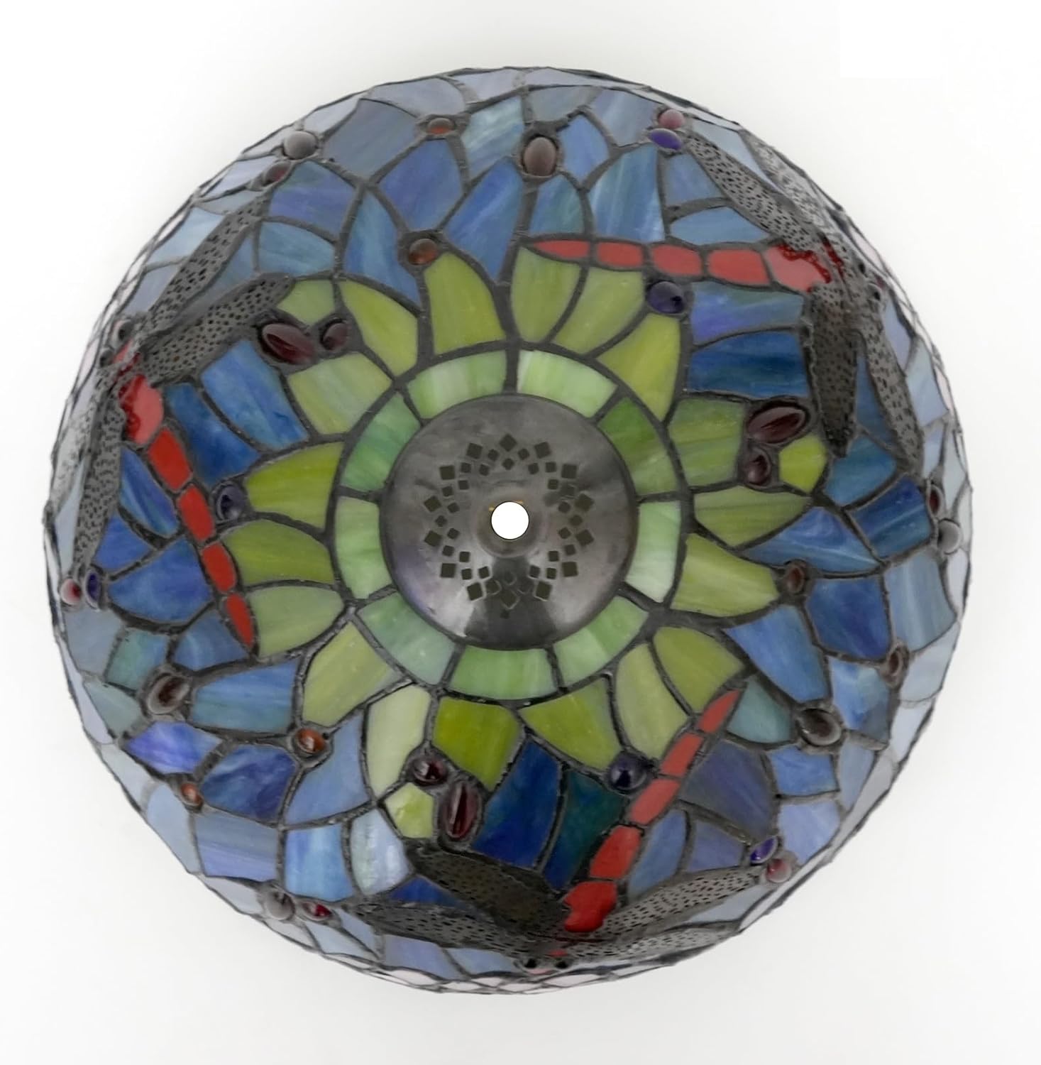 Tiffany Style Lamp Shade 12 Inch Stained Glass Lampshade Replacement Dragonfly Ceiling Light Shade for Table Lamps Pendant Light Floor Lamp Handcrafted Vintage Home Deco