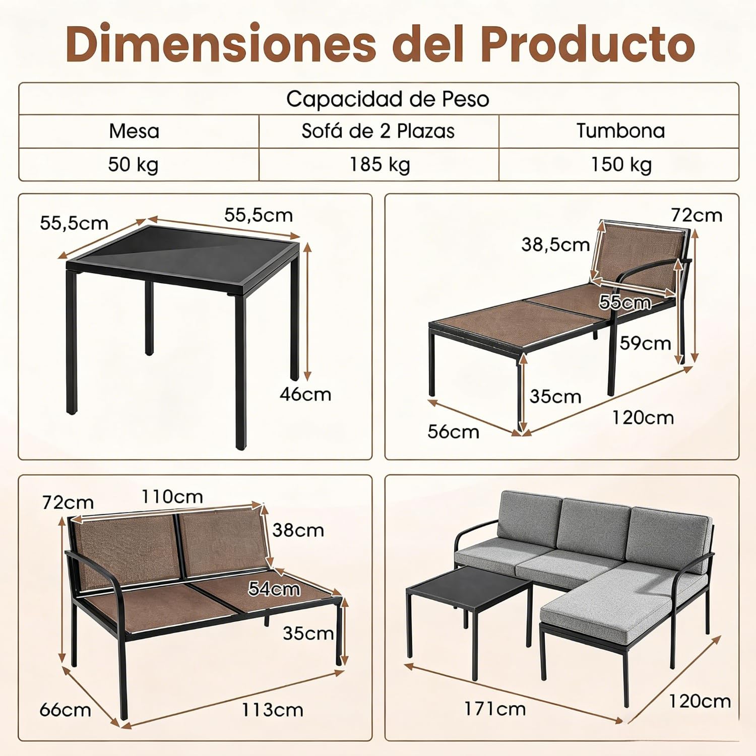 GOPLUS Sofa Cama 2 Plazas con Diván Individual y Mesa Negra,160cm (Gris)