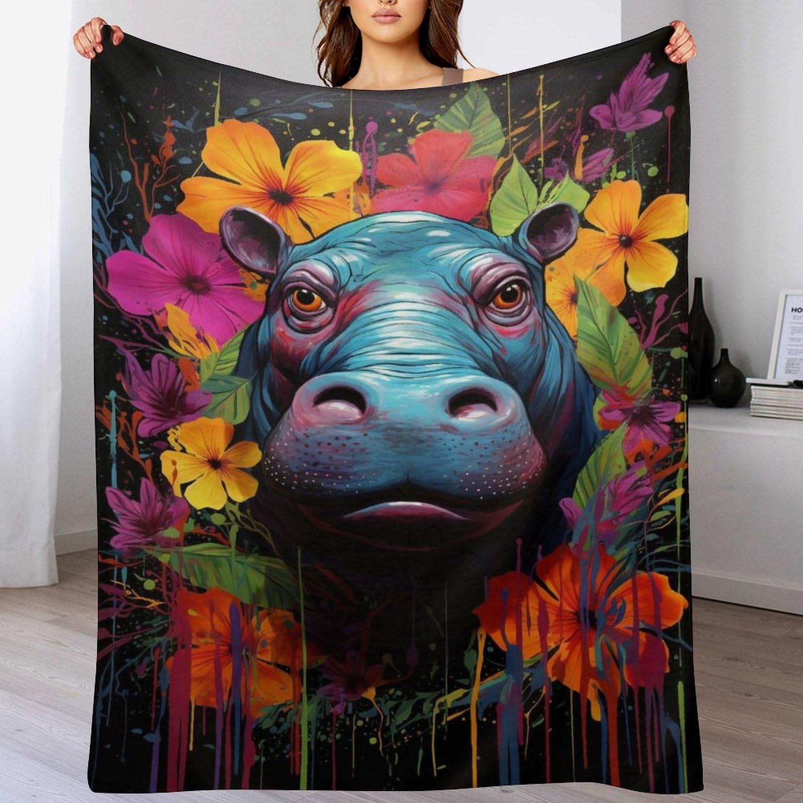 Manta hipopótamo de franela 140x180 cm para sofá y cama