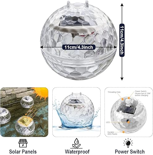 Miniatura 4 de Luces flotantes para piscina, luces solares para piscina con cambio de color RGB luces impermeables para piscina por la noche, luces LED colgantes