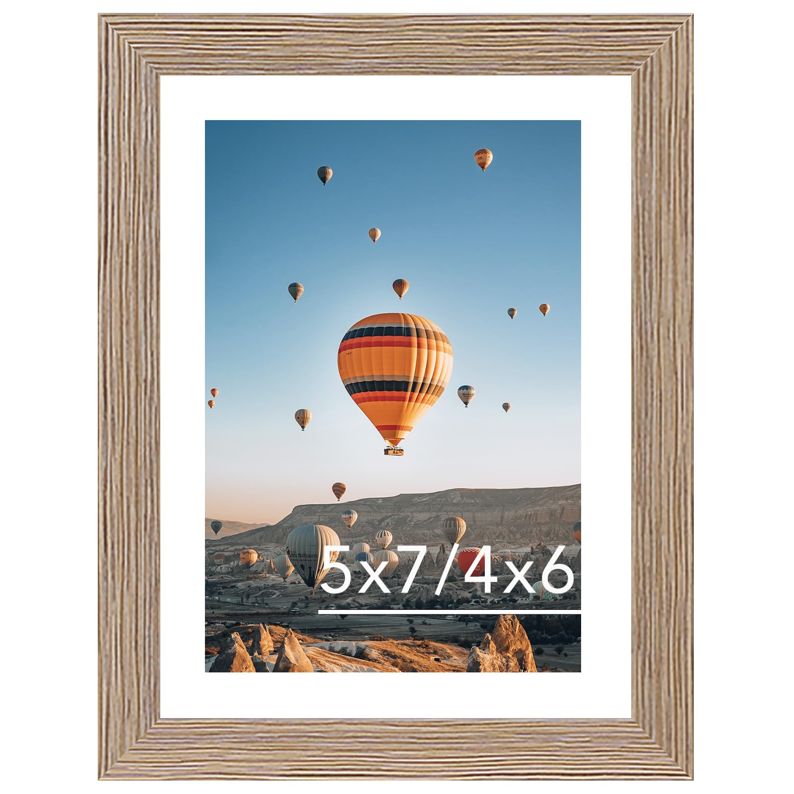 JCJMY 5x7 Picture Frame with 4x6 Mat for Wall Hanging or Tabletop, Display Photo 4x6 with Mat or 5x7 Without Mat, 5 by 7 Wall Gallery Poster Photo Frame with Shatter Resistant Plexiglass,Rustic Brown
