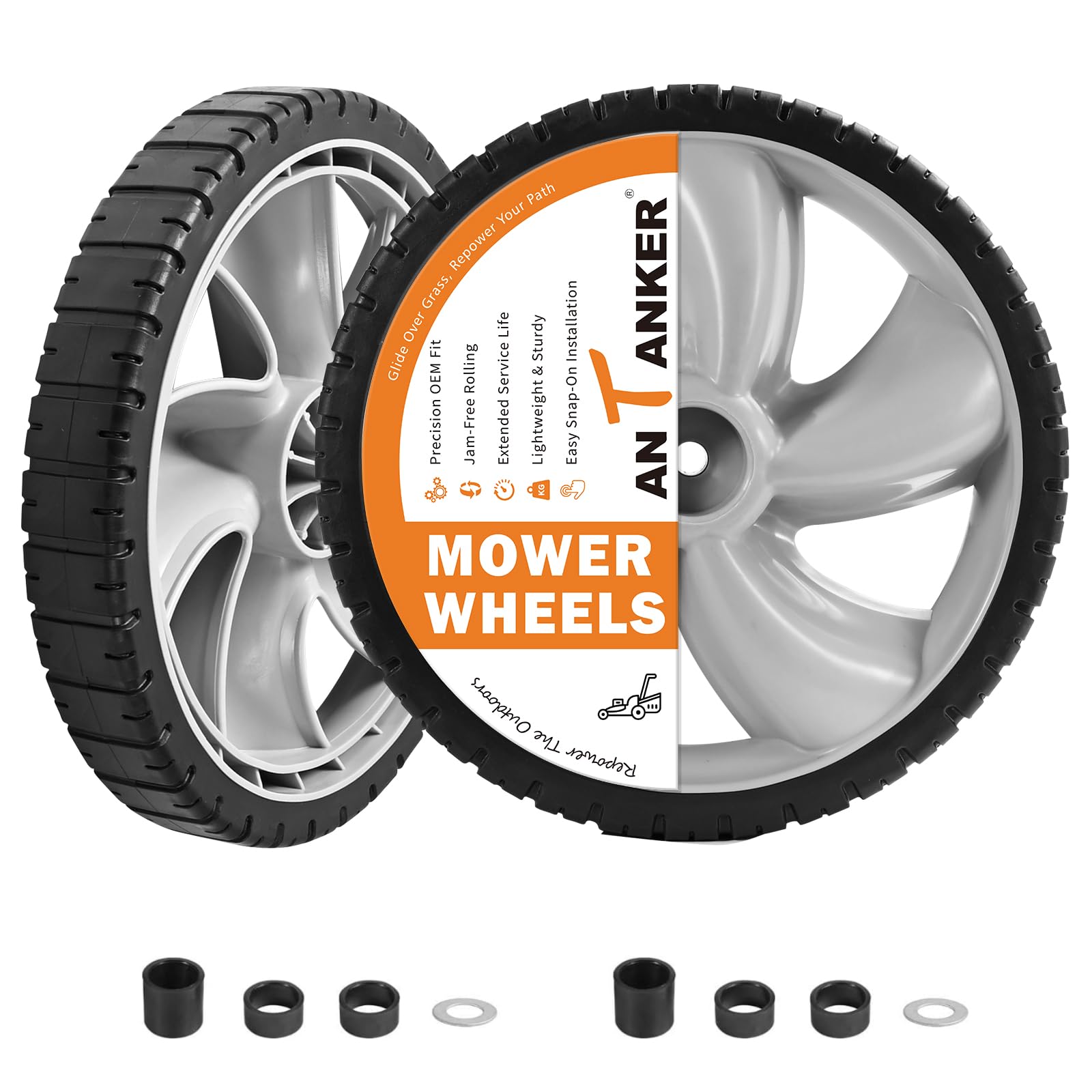 Arnold 490-324-0002 - Ruote posteriori per tosaerba, 30,5 x 4,4 cm, in plastica, ricambio per macchine da giardinaggio, Husqvarna, Poulan Pro, Honda, Brute, confezione da 2