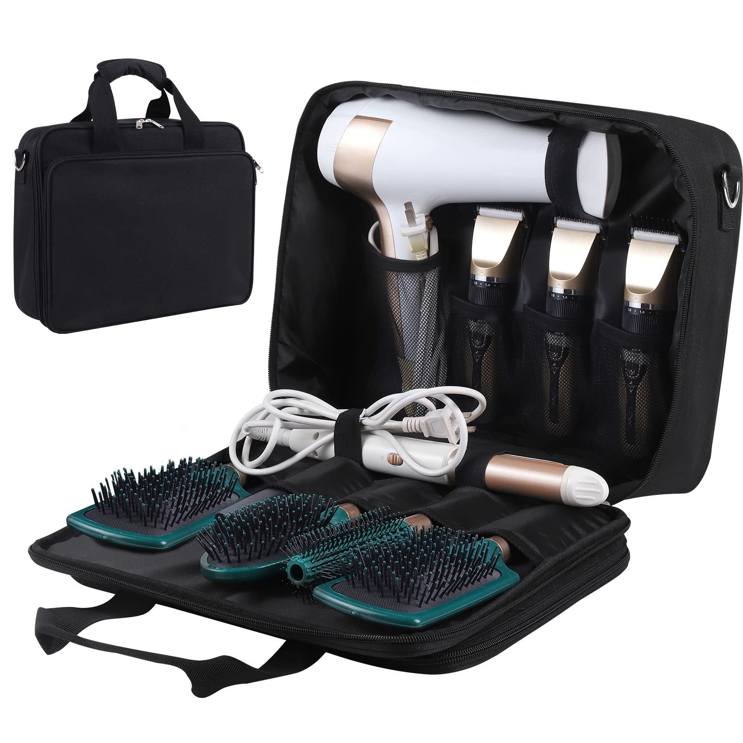 Barber Hairdryer Carrying Case - Hairstylist Travel Bag with Storage for Blow Dryer Salon Equipment