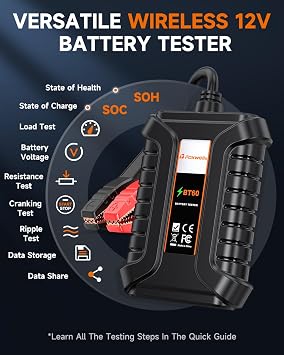 Foxwell BT630 Bluetooth Battery Monitor with Shunt & FOXWELL BT60 Car Battery Tester, 6V 12V Bluetooth Battery Load Tester