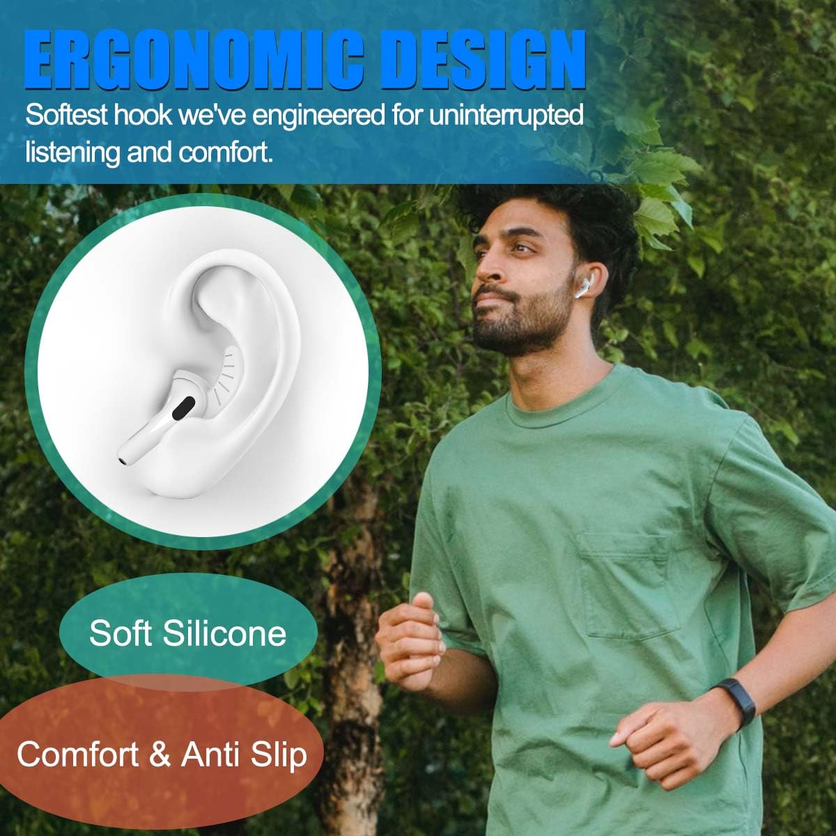 Lot de 5 paires de crochets d'oreille pour écouteurs AirPods 4 (2024), en silicone antidérapant, accessoires de rechange compatibles avec AirPods 4e génération (ne convient pas dans l'étui), blanc