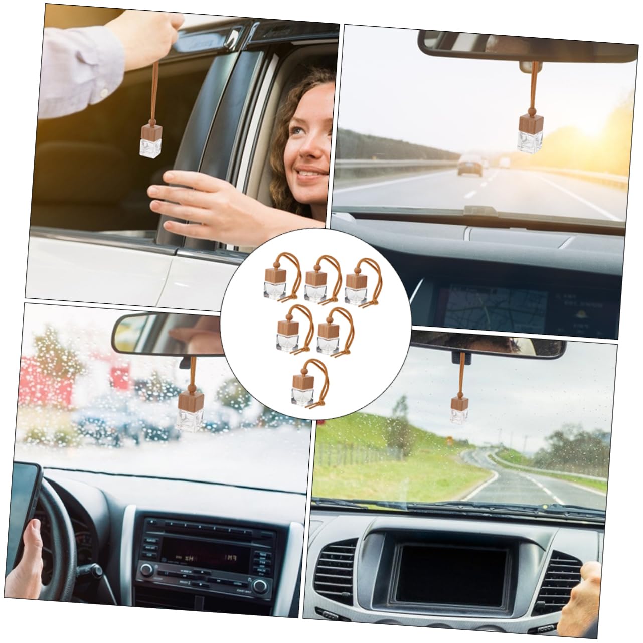 Gatuida 12piezas Botella De Perfume Colgante Para Coche De Diseño Haya Ambientador Reutilizable Para Aromaterapia y Eliminación De Olores Accesorios Para Automóviles y Hogar