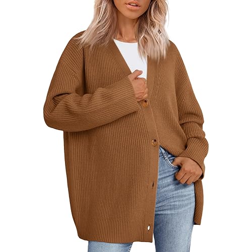 LILLUSORY Women Oversized Cardigan Sweater Fall Outfits Cloth Fashion V Neck Knit Button Front Casual Trendy Tops