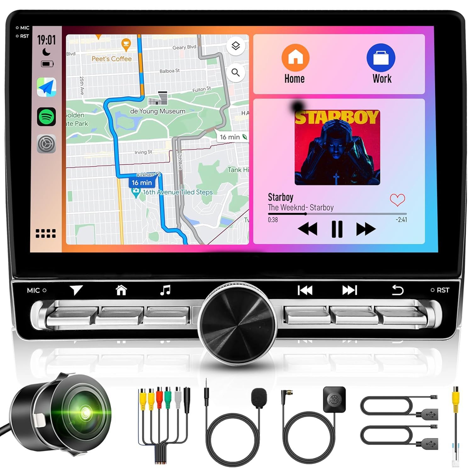Woschmann- 4GB+64GB Car Android System Touch Screen 10.1 in|4th Gen|4Core|Universal for All Cars| Including AHD Rear View Camera|Wireless Carplay Adapter & Android Auto-image-4