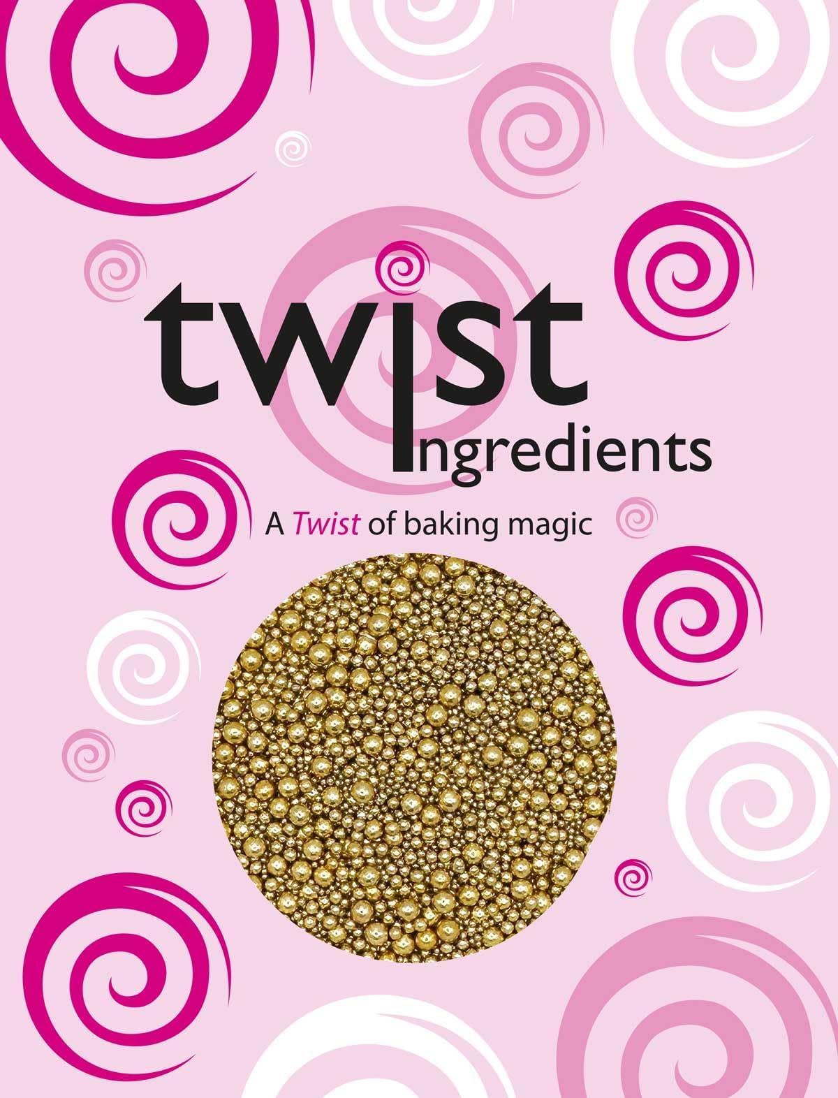 Twist Ingedients - Pearls Mix - 800g High Shine Metallic Gold Sprinkles - Edible Shimmer Ball Gold Cake Decorations - Great Cake Sprinkles for Weddings, Christenings & Parties