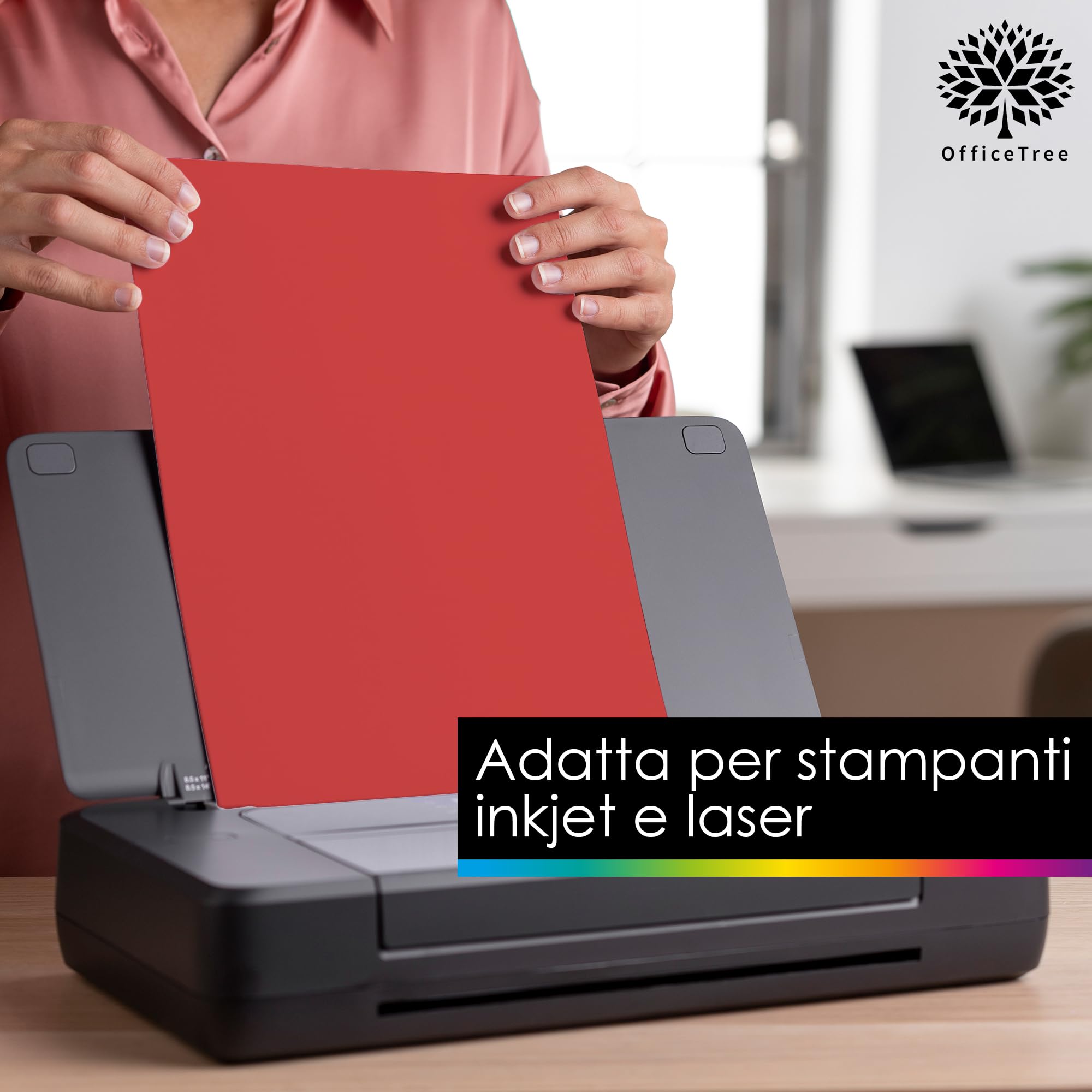 OfficeTree 50 arkuszy papieru pastelowego A4 300g, 10 kolorów, karton fotograficzny do DIY
