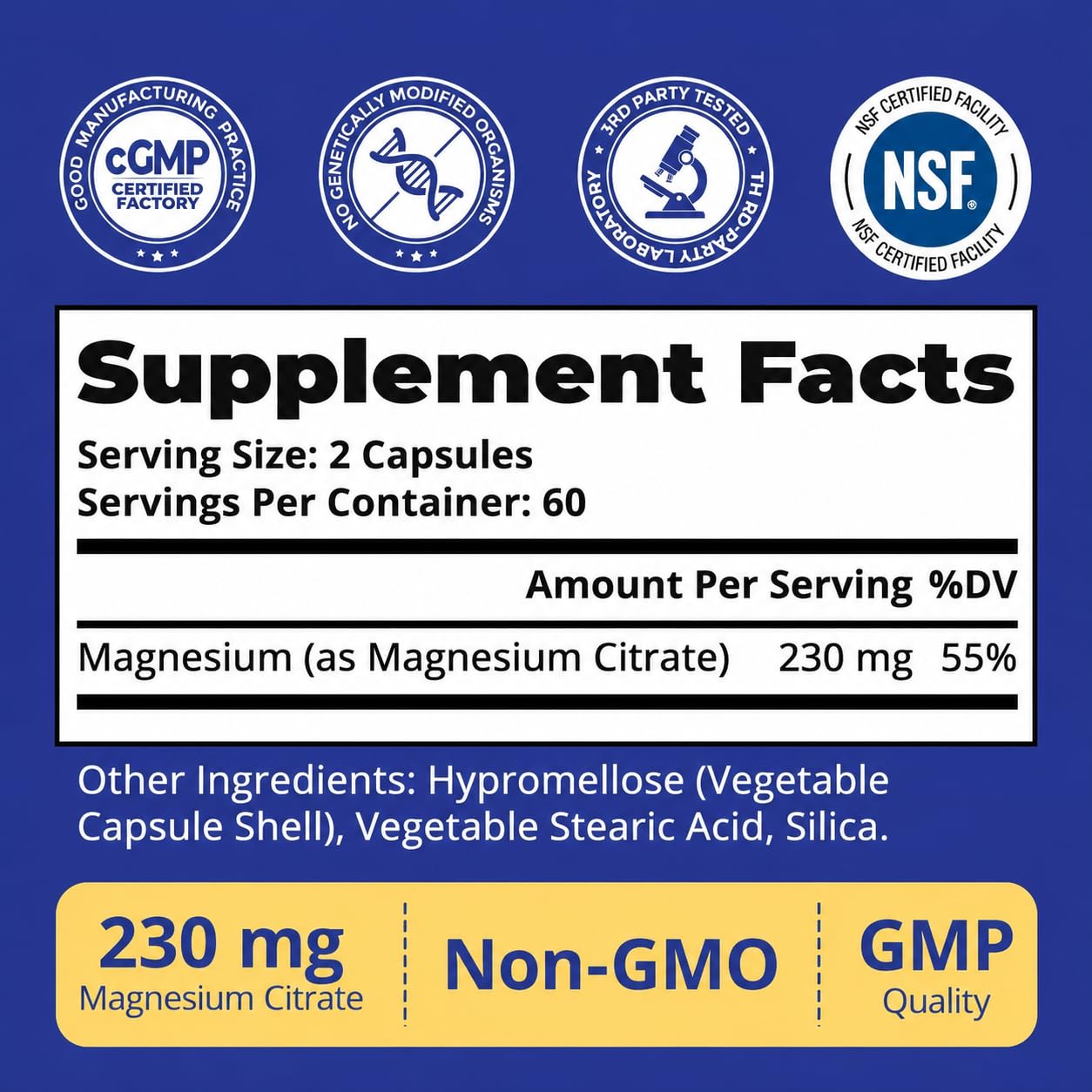 Magnesium Citrate 230mg Elemental 120 Capsules, 60-Day Supply — Amazon image 9