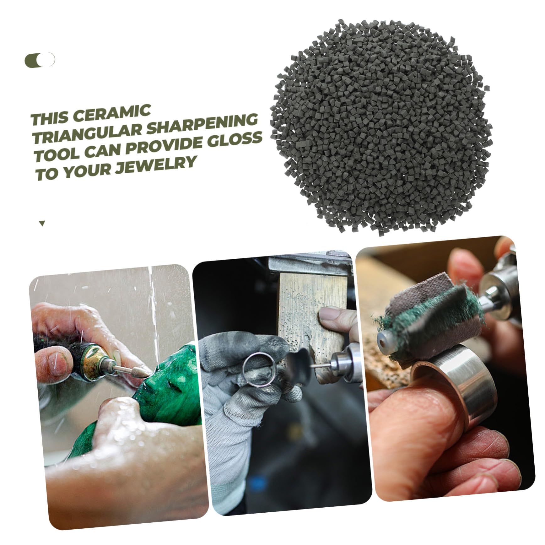 Cabilock Abrasif Facile en Carbure de Silicium 500g Triangulaire Média pour Polisseuses à Pierres, pour Applications Commerciales et Usage Domestique