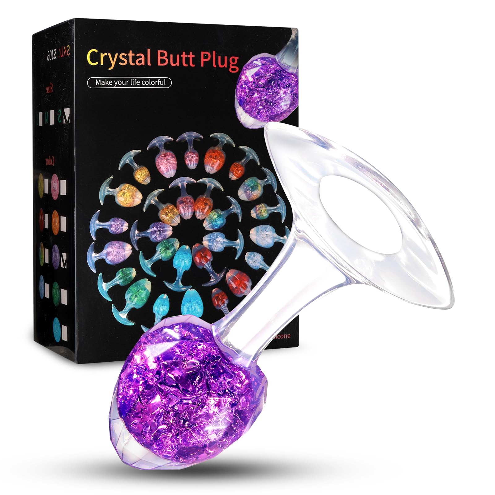 Luxury Liquid Silicone Anal Plug with Jeweled Crystal Beads G-Spot Stimulation Ideal for Beginners Suitable for Men Women