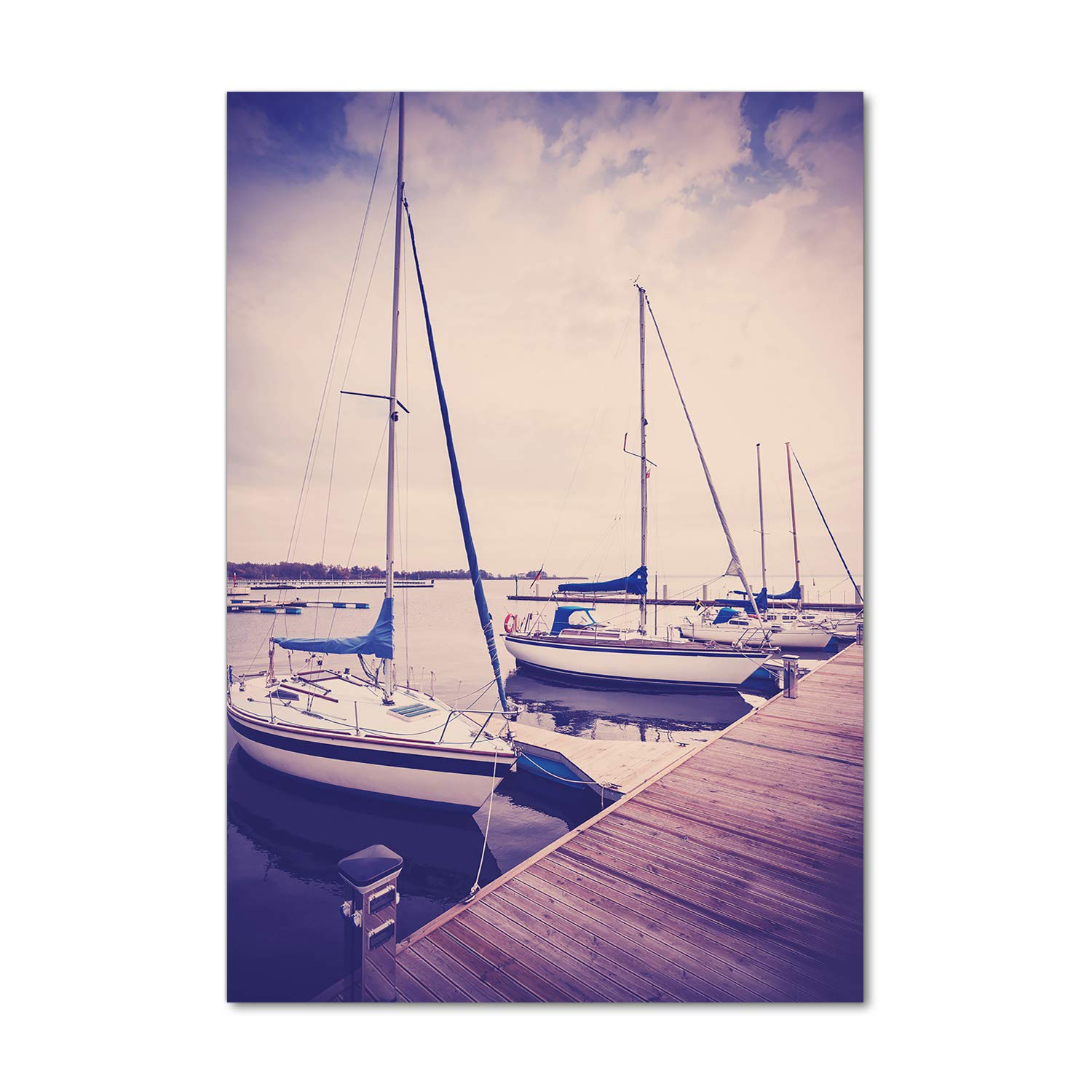 Impression sur Verre Acrylique Tulup 70x100 cm | Tableau Mural Bleu Vintage Yachts