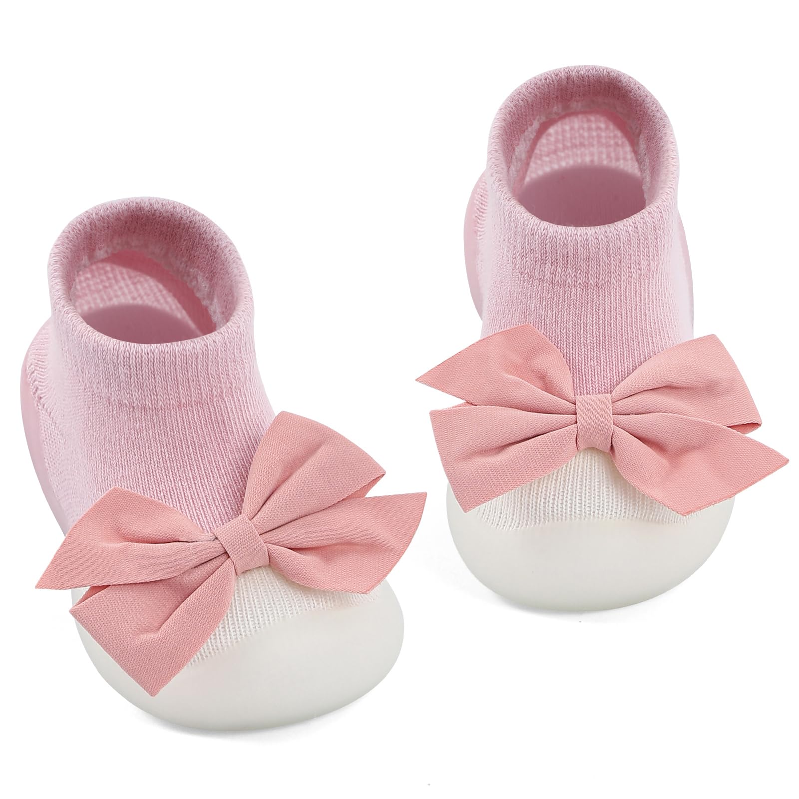 MK MATT KEELY Buty dla dziewczynek z kokardą małe skarpetki buty dziecięce buty do chodzenia boso antypoślizgowe buty do chodzenia