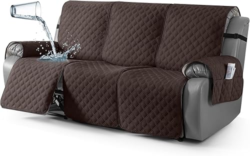Vista 31 de TAOCOCO Fundas para sofá reclinable 100% impermeables, con correas para las piernas, funda de sofá reclinable lavable en 1 pieza con bolsillo, Gris
