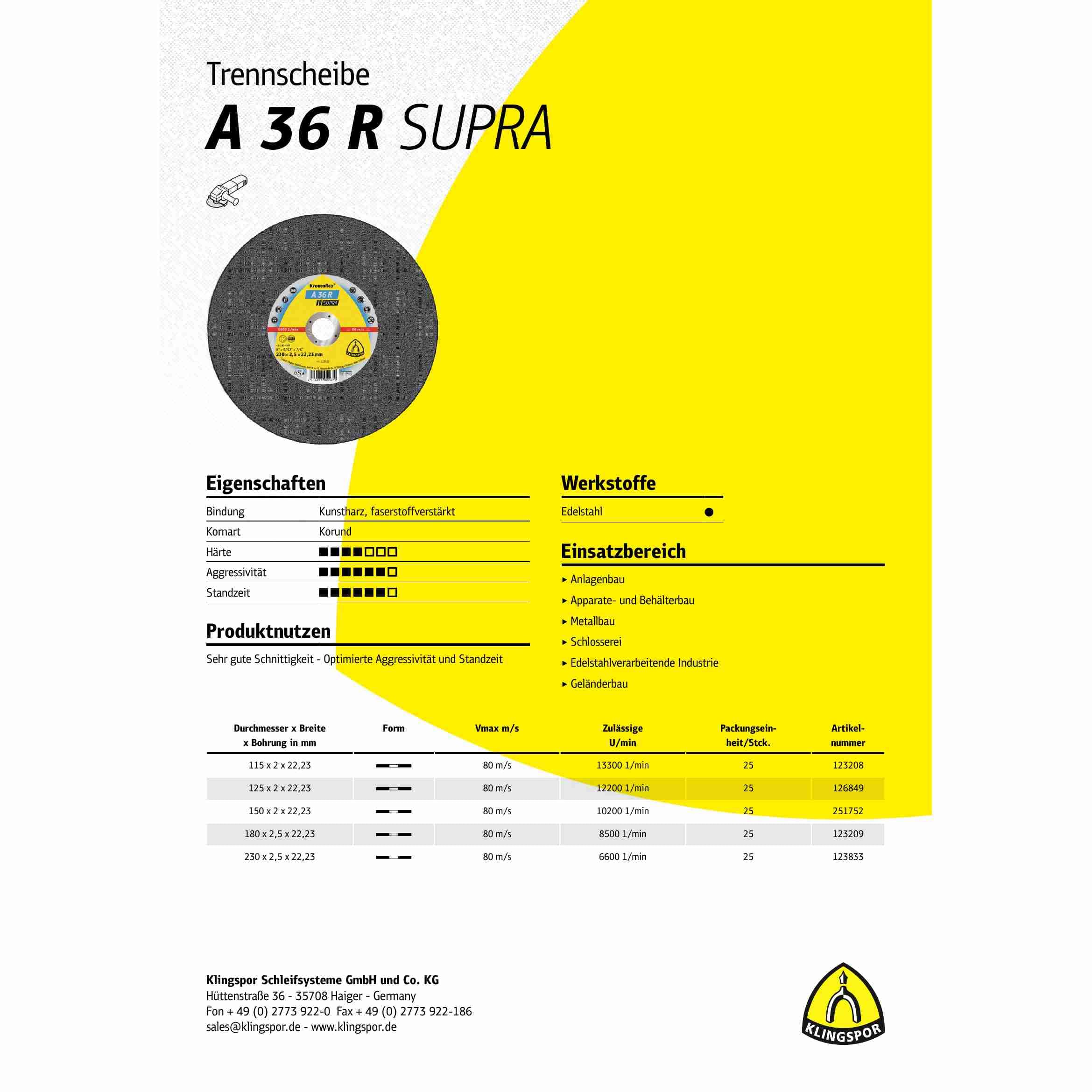 A 36 R - Discos de corte rectos (25 unidades, 180 x 2,5 x 22,23 mm)