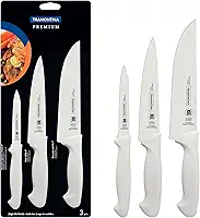 Jogo de Facas Premium Tramontina Branco, 3 Peças
