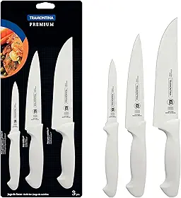 Jogo de Facas Premium Tramontina Branco, 3 Peças