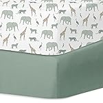 Little Grape Land Crib Sheets for Boys and Girls 2pk Baby Crib Fitted Sheet for Standard Size Crib and Toddler Mattress Super Soft Baby Sheet, Safari