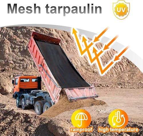 Miniatura 9 de Tentproinc - Lona de malla para camión de volteo, cubierta resistente con bolsillo de 6 pulgadas, correa de doble puntada reforzada con doble