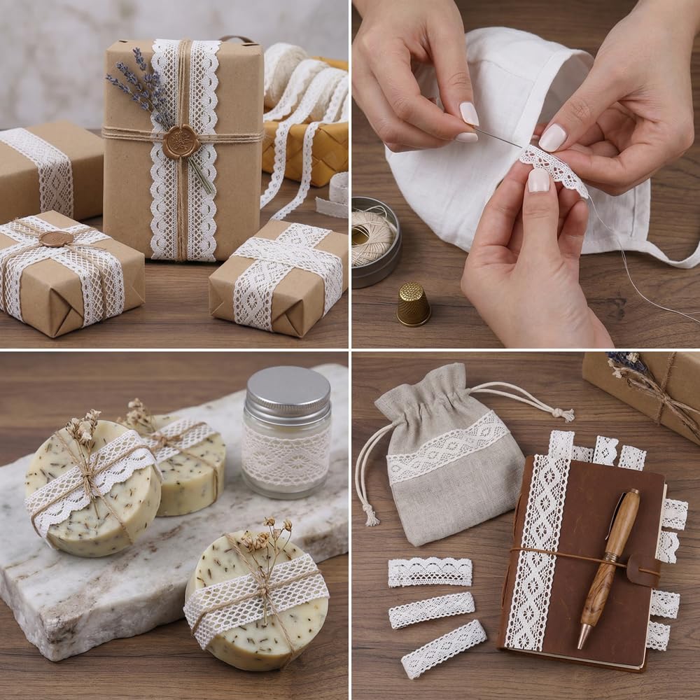 IDONGCAI Cotton Lace Trim Vintage Lace Ribbon Crochet Lace